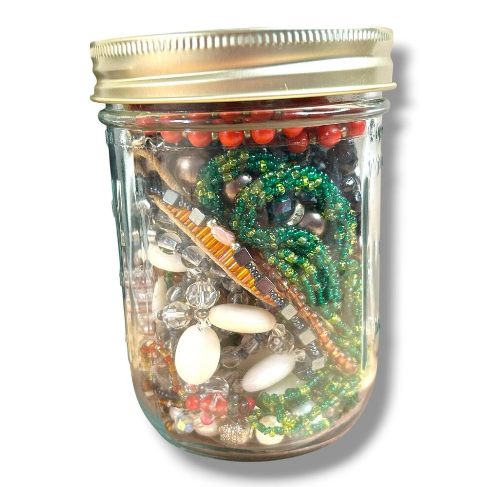 Beaded Jewelry Mixed Lot Colorful Wearable Good Condition Jewelry Jar
